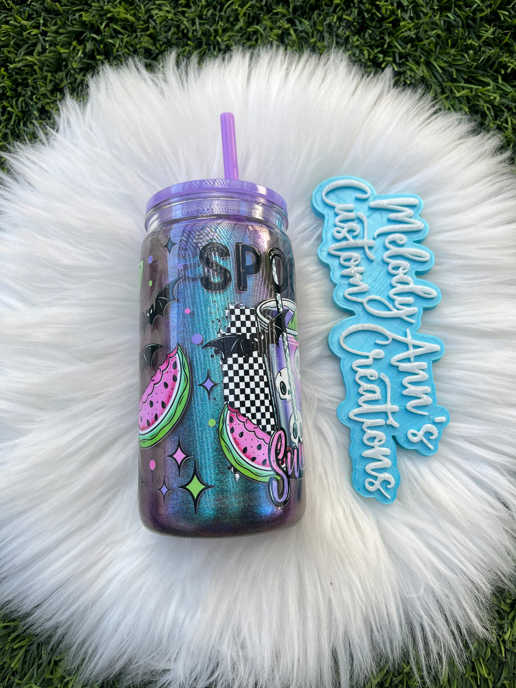 Spooky Summer Snow Globe Acrylic Tumbler