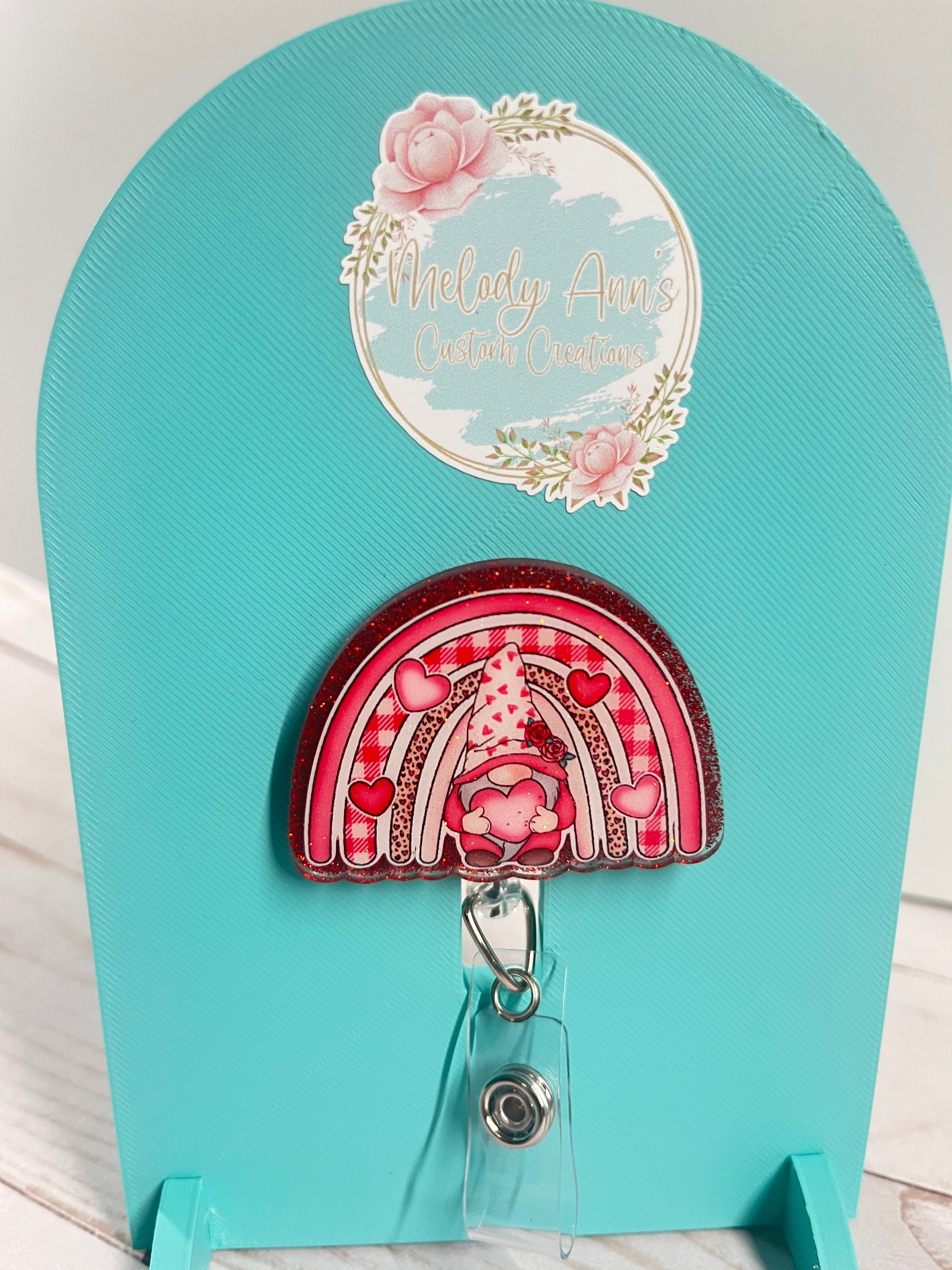 Gnome Rainbow Heart Badge Reel