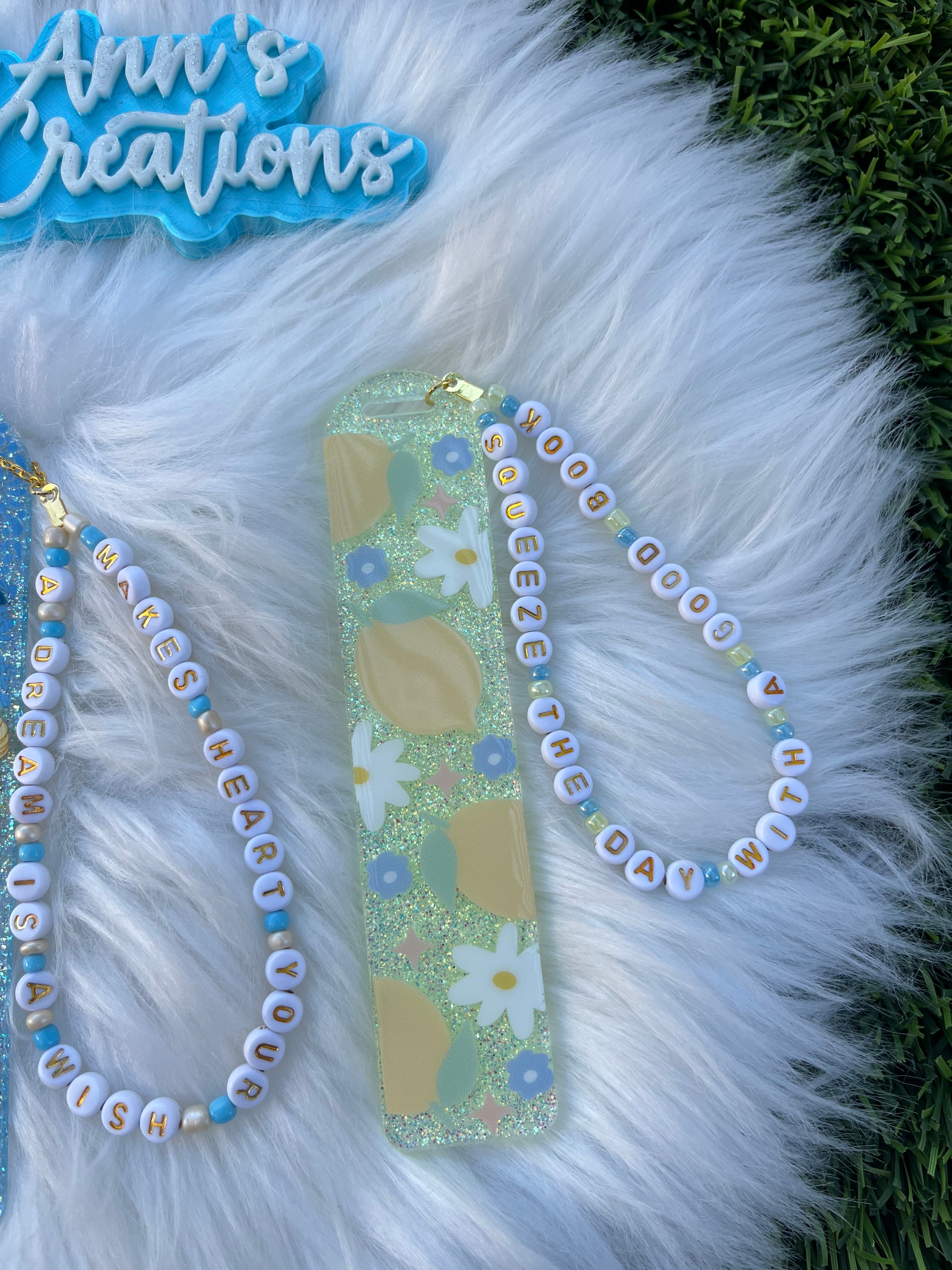 Acrylic Glitter Bookmarks with Beads