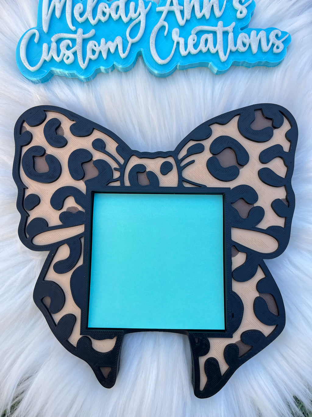 Leopard Bow Sticky Note Holder