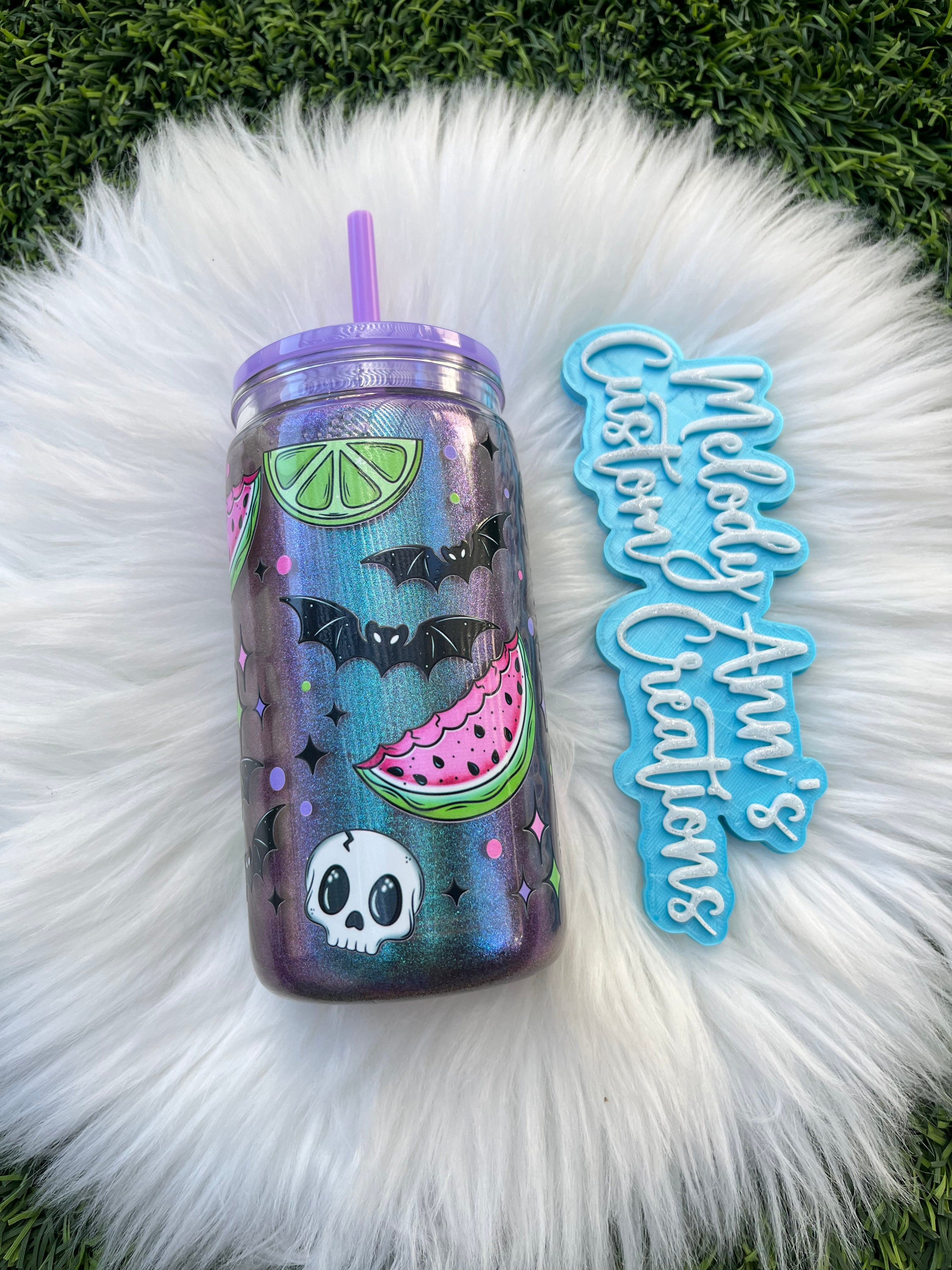 Spooky Summer Snow Globe Acrylic Tumbler