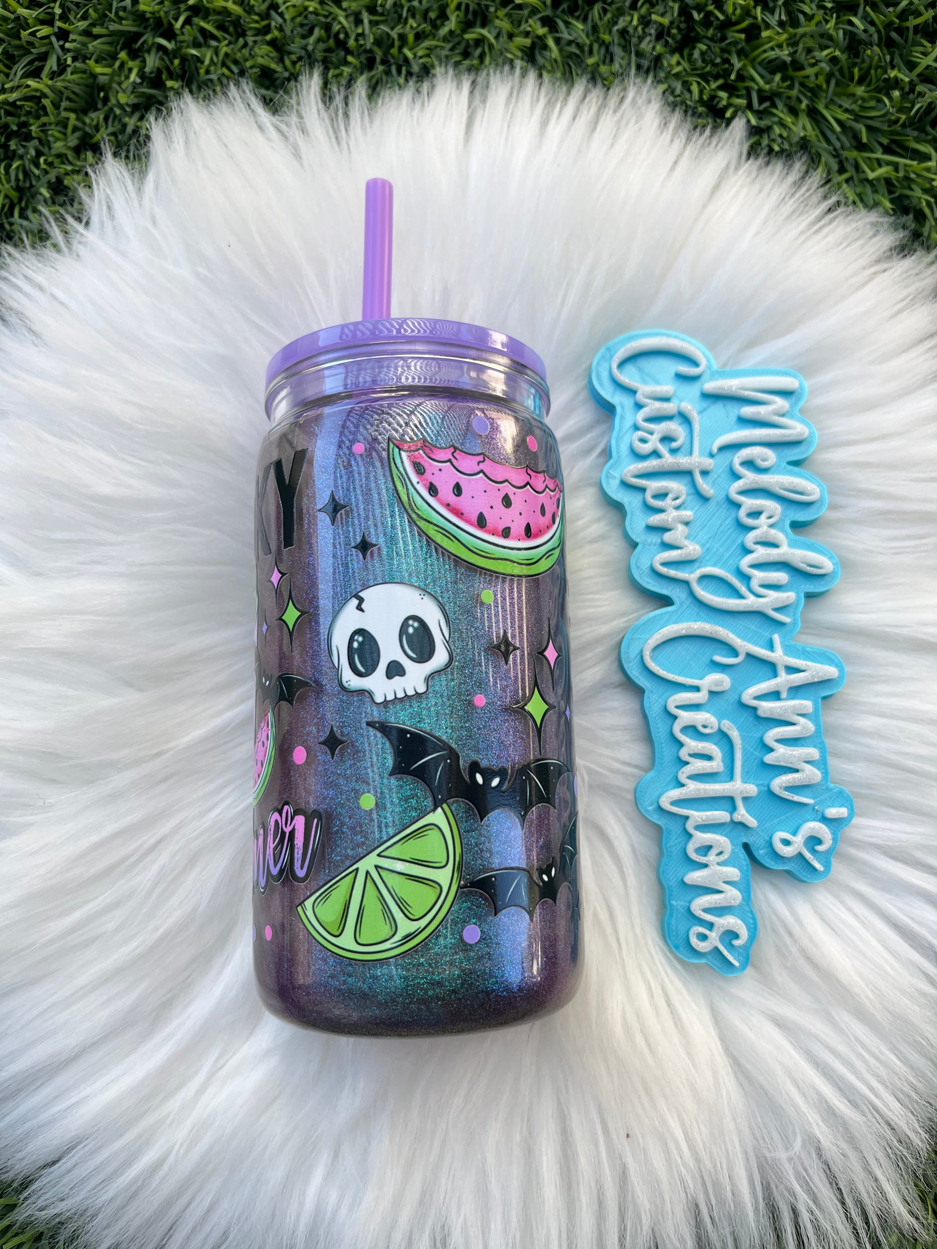 Spooky Summer Snow Globe Acrylic Tumbler