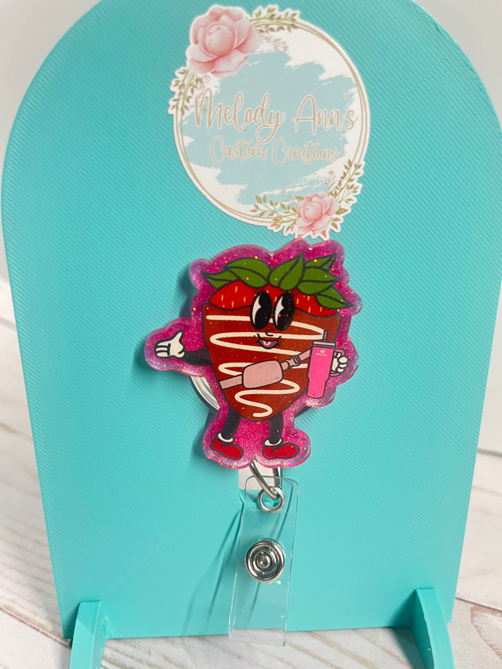 Bougie Chocolate Covered Strawberry Badge Reel