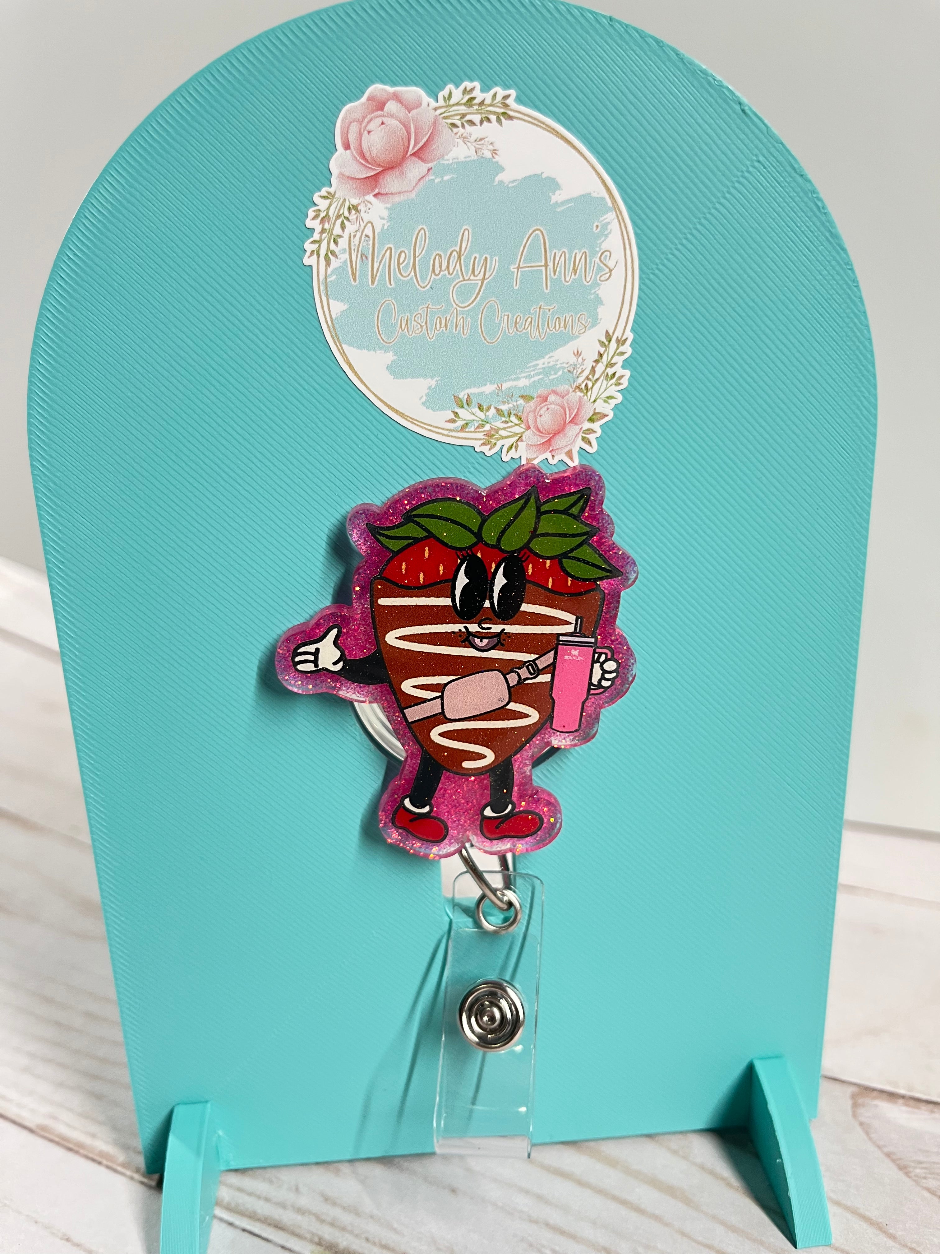 Bougie Chocolate Covered Strawberry Badge Reel