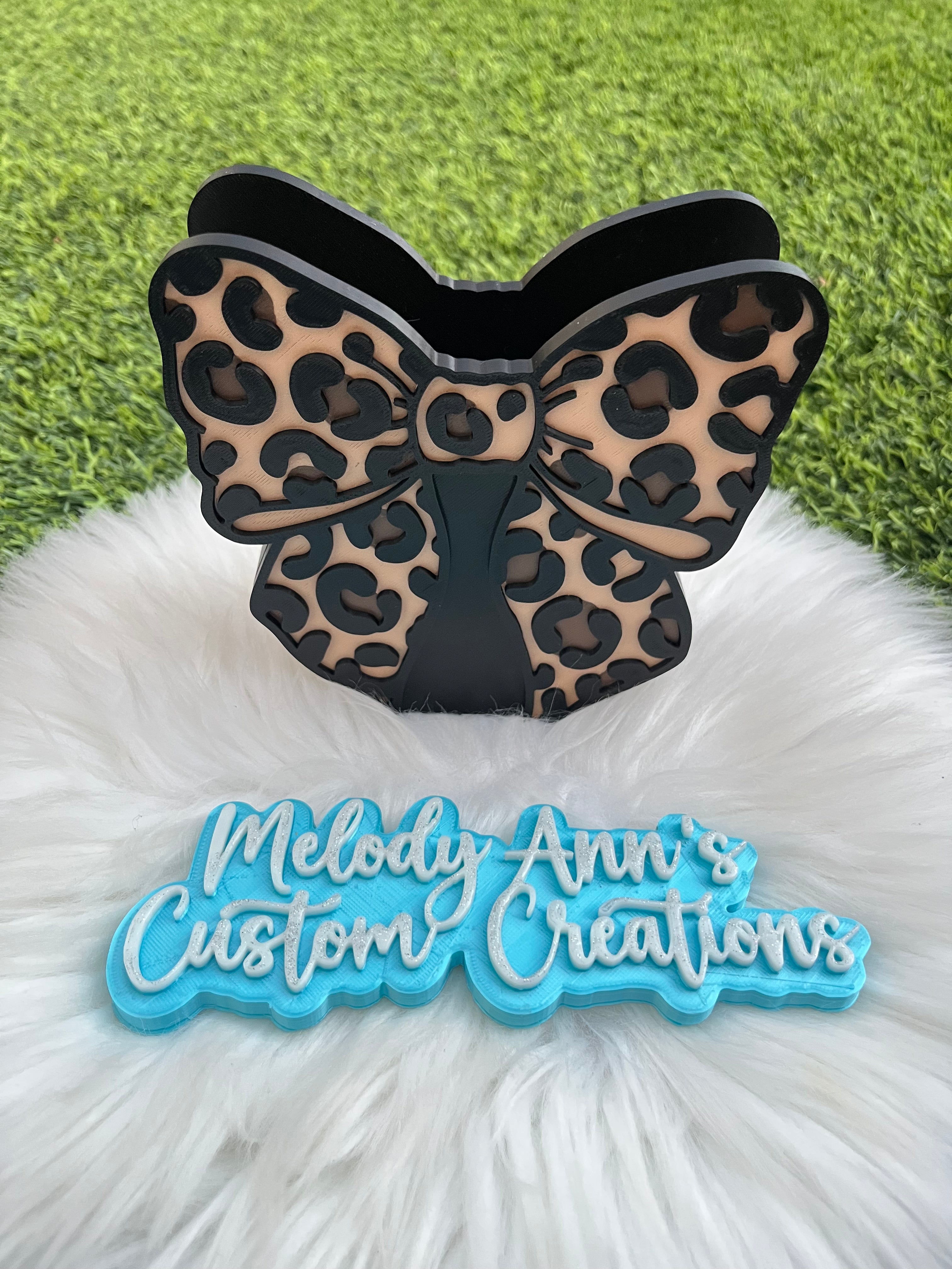 Leopard Bow Pen Holder