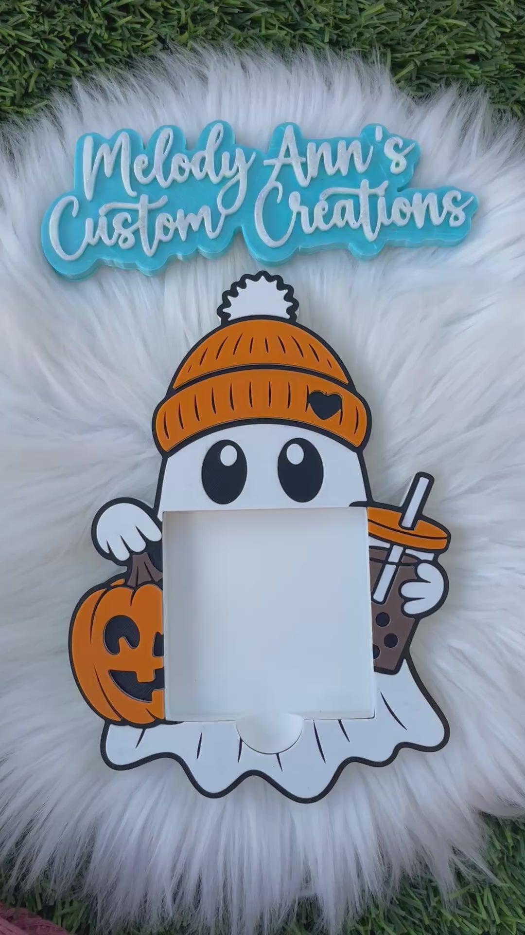 Ghost w/ Coffee & Pumpkin Sticky Note Holder