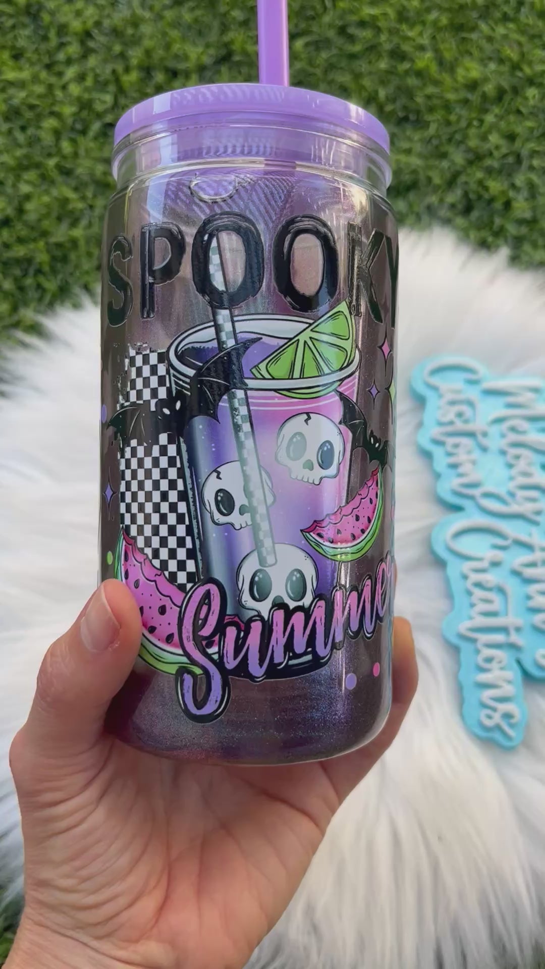 Spooky Summer Snow Globe Acrylic Tumbler